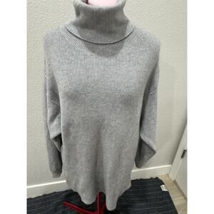 Gray Turtleneck Sweater‎ Dress Long Sleeve Oversized Tunic Pullover